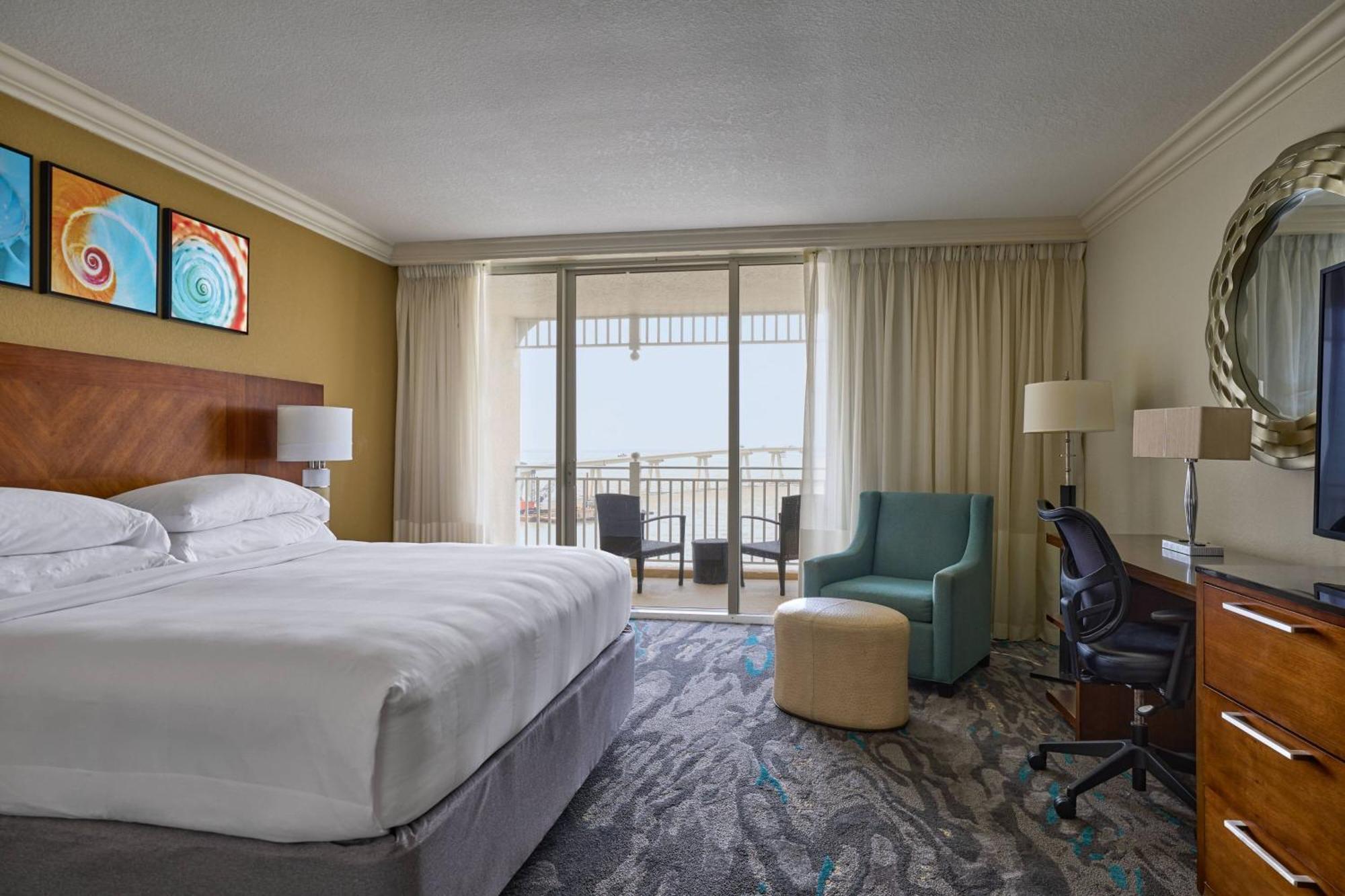 Guest room 1 King Water view Captiva Tower Balcony Mobility Accessible w or Roll Shower
