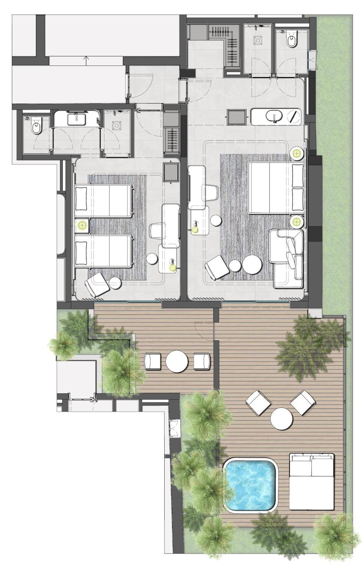 Executive Beachfront 2-bedroom Sea View Suite with Outdoor Hot Tub